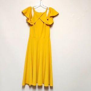 John Zack gold midi dress off shoulder with spaghetti straps,size 6. Gently worn